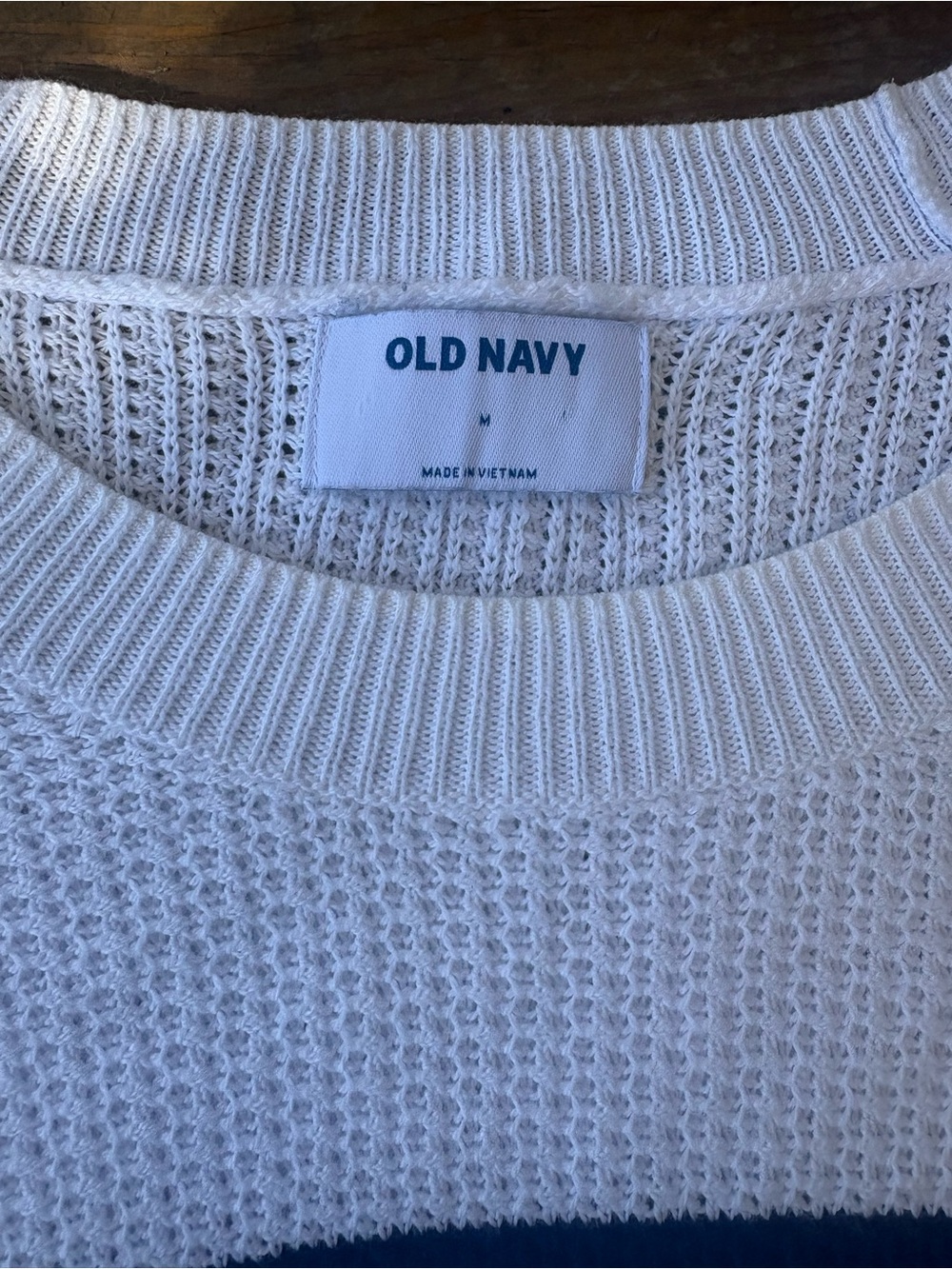 Old Navy Women's Off-White Waffle Knit Crewneck Sweater